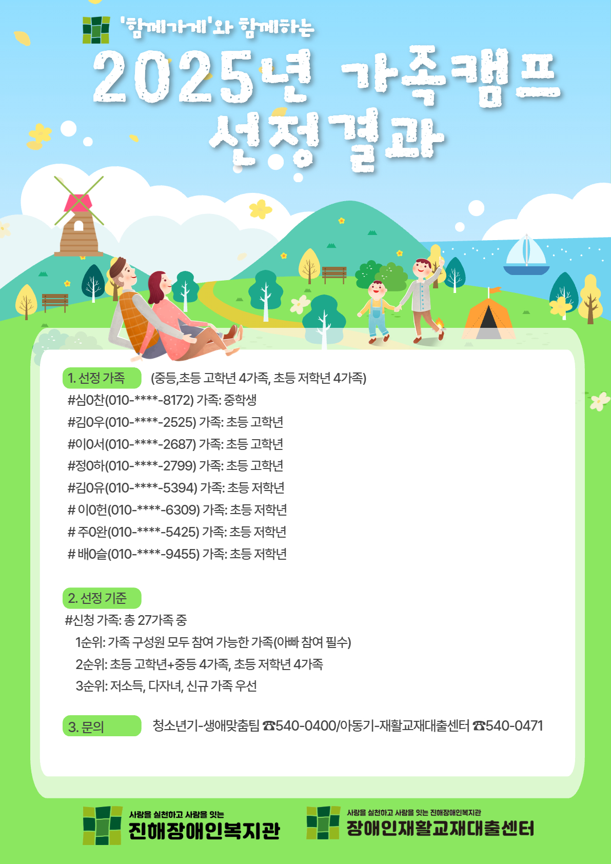 2025년 가족캠프 '1박 2일 우리가(家)간다!' 참여자 선정 결과